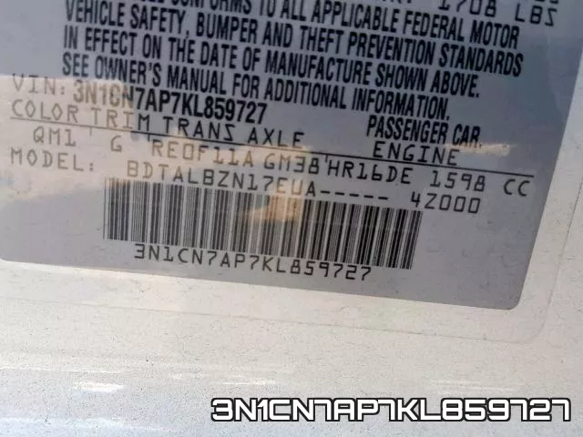 3N1CN7AP7KL859727 фото 2