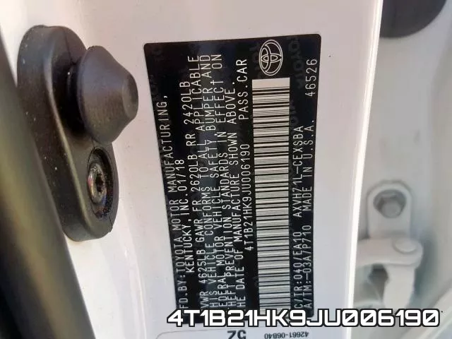 4T1B21HK9JU006190 фото 2