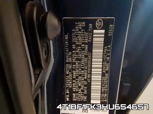 4T1BF1FK3HU654657 фото 2