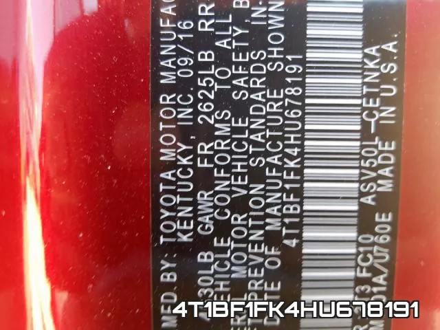 4T1BF1FK4HU678191 фото 2