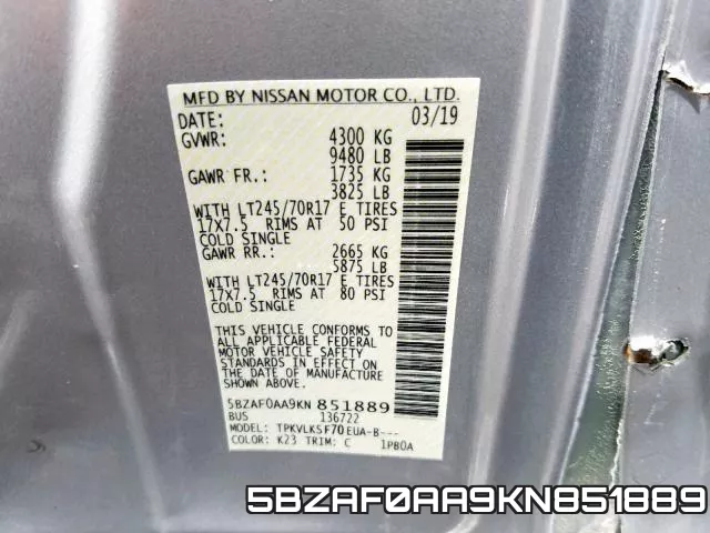 5BZAF0AA9KN851889 фото 2