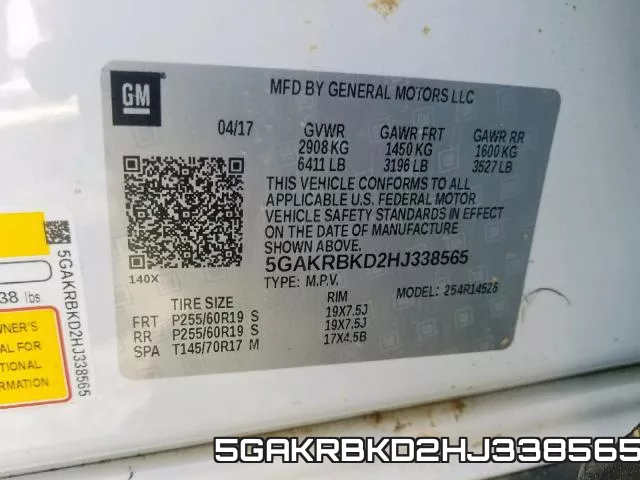 5GAKRBKD2HJ338565 фото 2