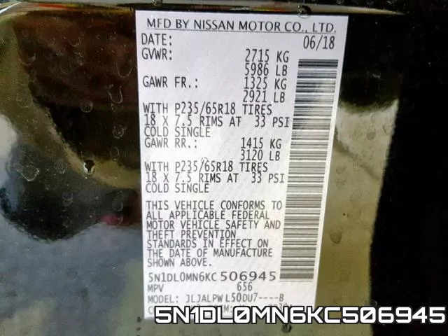 5N1DL0MN6KC506945 фото 2