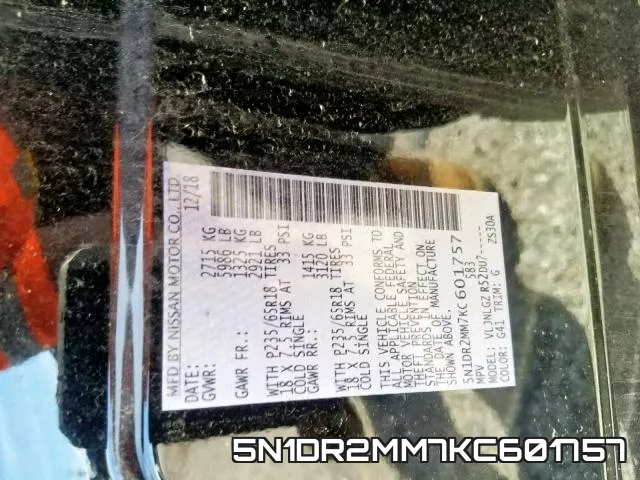 5N1DR2MM7KC601757 фото 2