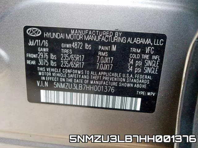 5NMZU3LB7HH001376 фото 2
