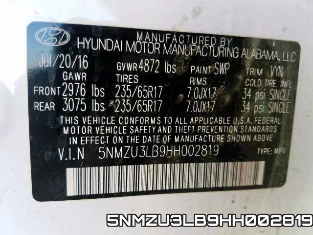 5NMZU3LB9HH002819 фото 2