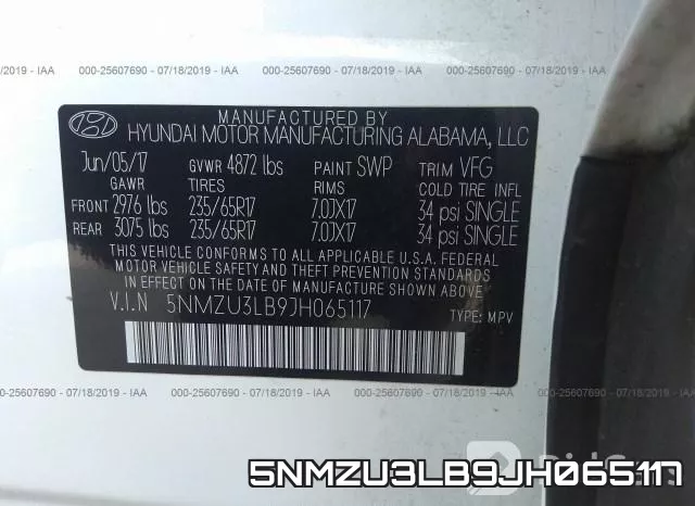 5NMZU3LB9JH065117 фото 10