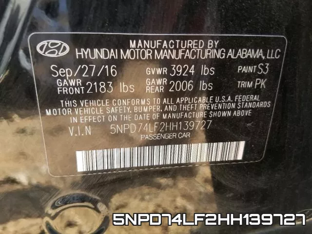 5NPD74LF2HH139727 фото 2