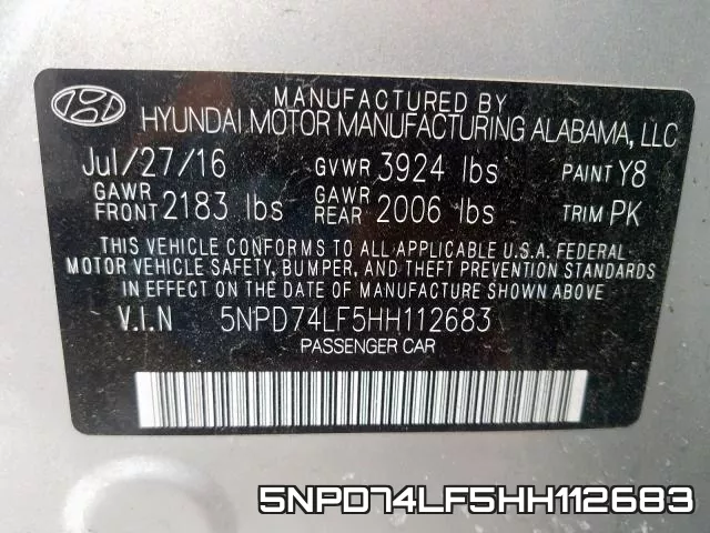 5NPD74LF5HH112683 фото 2