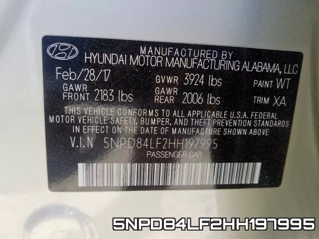 5NPD84LF2HH197995 фото 2
