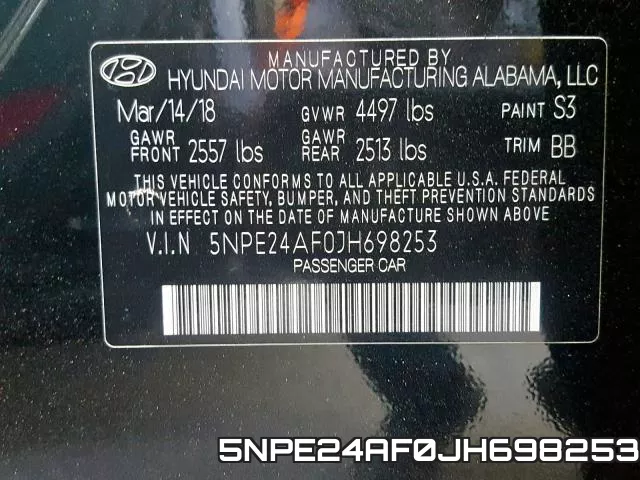 5NPE24AF0JH698253 фото 2
