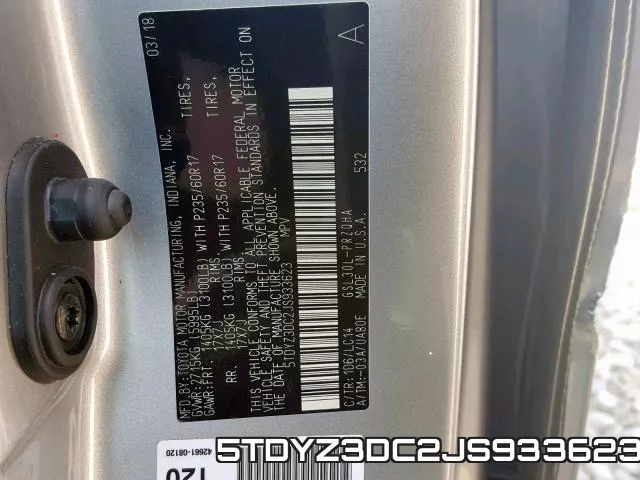 5TDYZ3DC2JS933623 фото 2