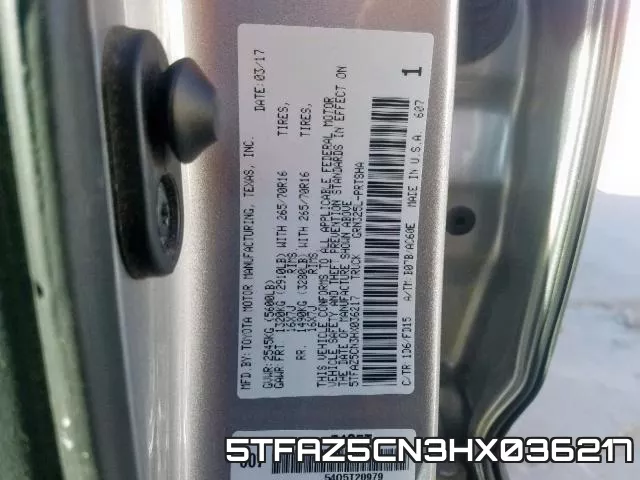 5TFAZ5CN3HX036217 фото 2