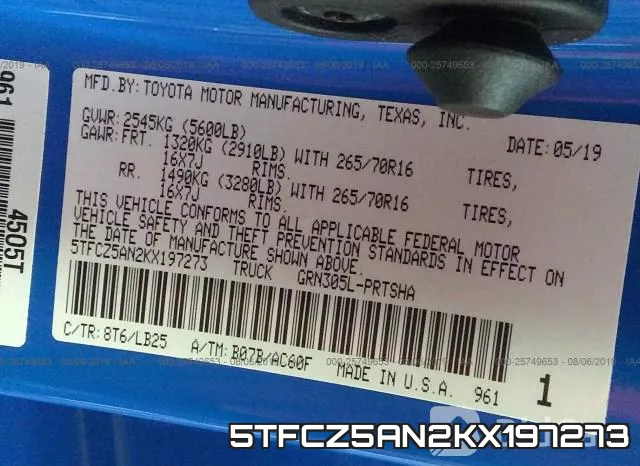 5TFCZ5AN2KX197273 фото 9