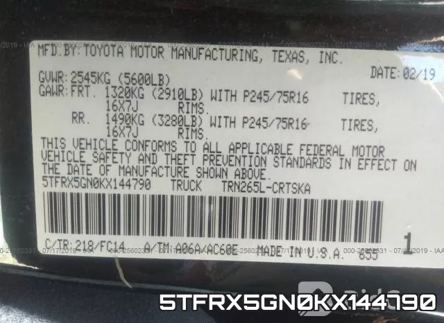 5TFRX5GN0KX144790 фото 10