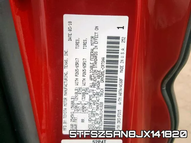 5TFSZ5AN8JX141820 фото 2