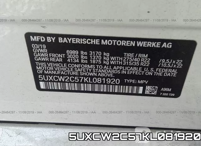 5UXCW2C57KL081920 фото 10