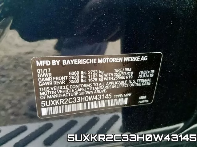 5UXKR2C33H0W43145 фото 2