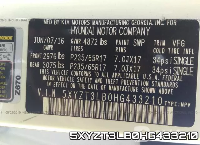 5XYZT3LB0HG433210 фото 10