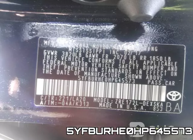 5YFBURHE0HP645573 фото 10