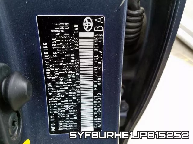 5YFBURHE1JP815252 фото 2