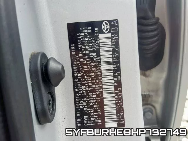 5YFBURHE8HP732749 фото 2
