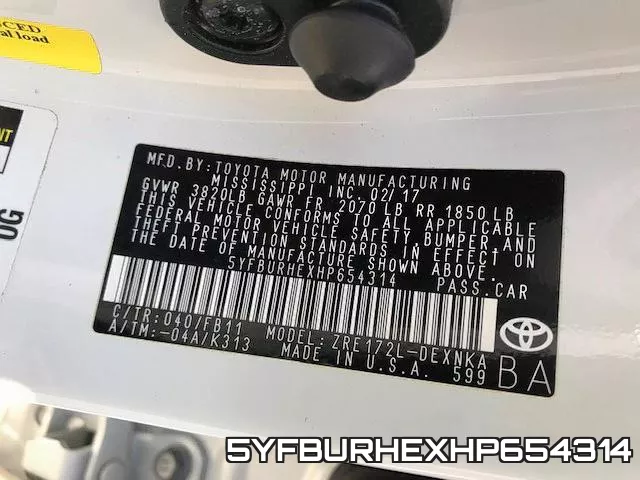 5YFBURHEXHP654314 фото 2