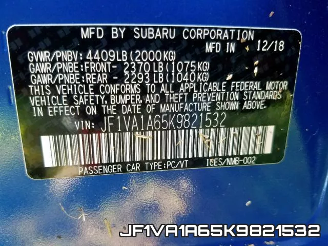 JF1VA1A65K9821532 фото 2