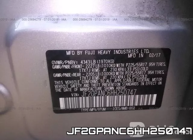 JF2GPANC6HH250747 фото 9