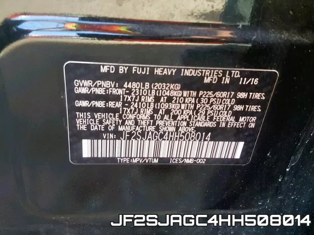 JF2SJAGC4HH508014 фото 2