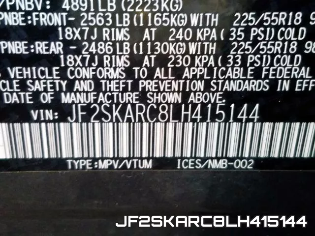 JF2SKARC8LH415144 фото 2