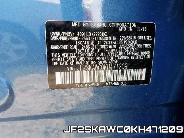 JF2SKAWC0KH471209 фото 2