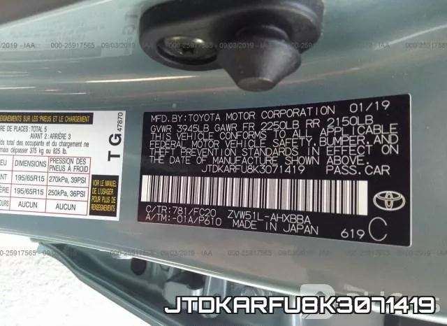 JTDKARFU8K3071419 фото 10