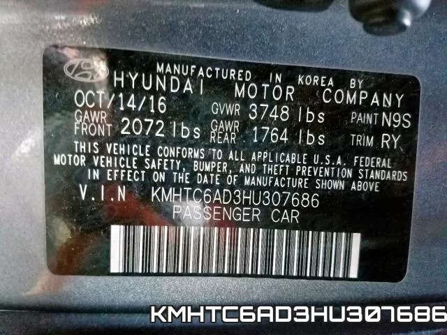 KMHTC6AD3HU307686 фото 2