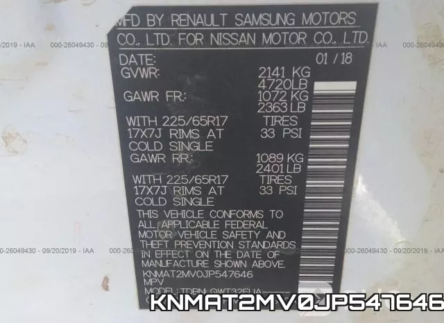 KNMAT2MV0JP547646 фото 9