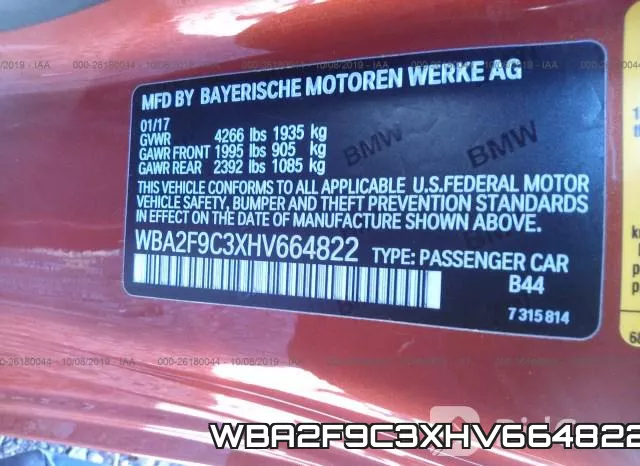WBA2F9C3XHV664822 фото 10