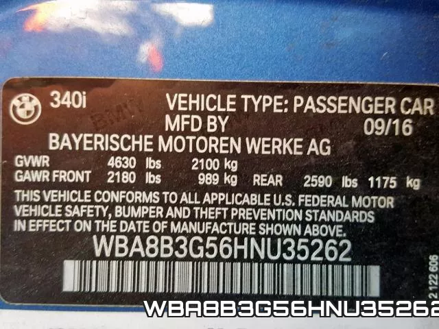 WBA8B3G56HNU35262 фото 2