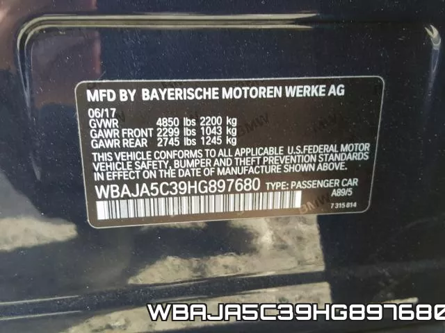 WBAJA5C39HG897680 фото 2