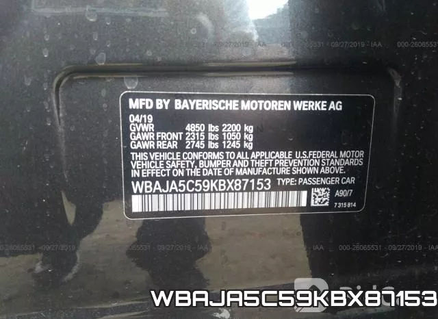 WBAJA5C59KBX87153 фото 10