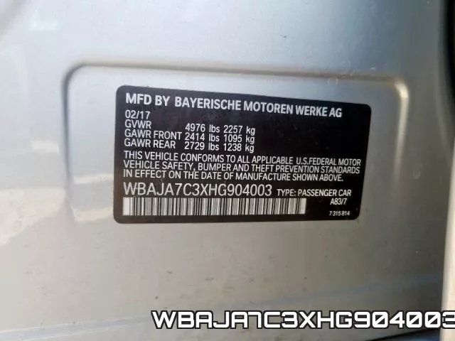 WBAJA7C3XHG904003 фото 2