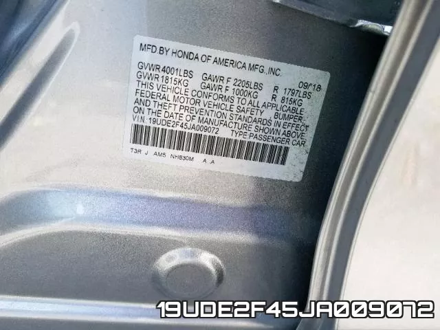 19UDE2F45JA009072 фото 2