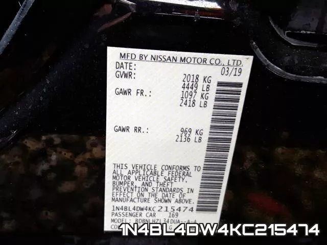 1N4BL4DW4KC215474 фото 2