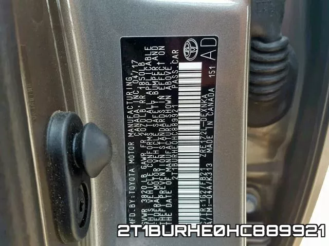 2T1BURHE0HC889921 фото 2