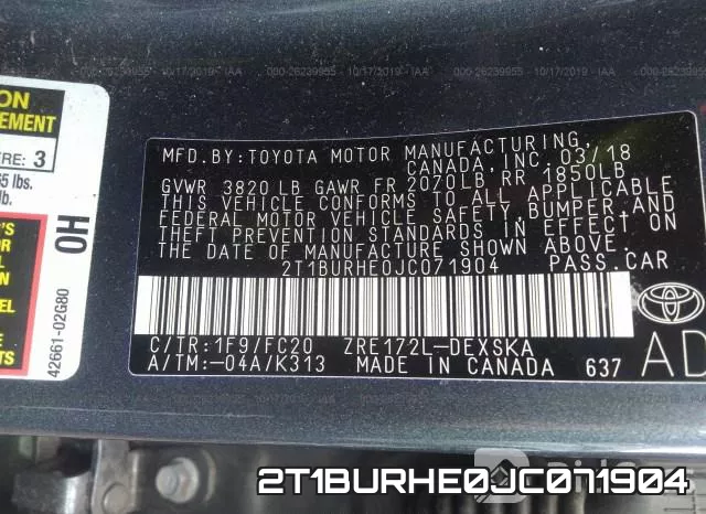 2T1BURHE0JC071904 фото 9