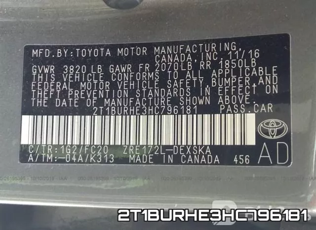 2T1BURHE3HC796181 фото 10