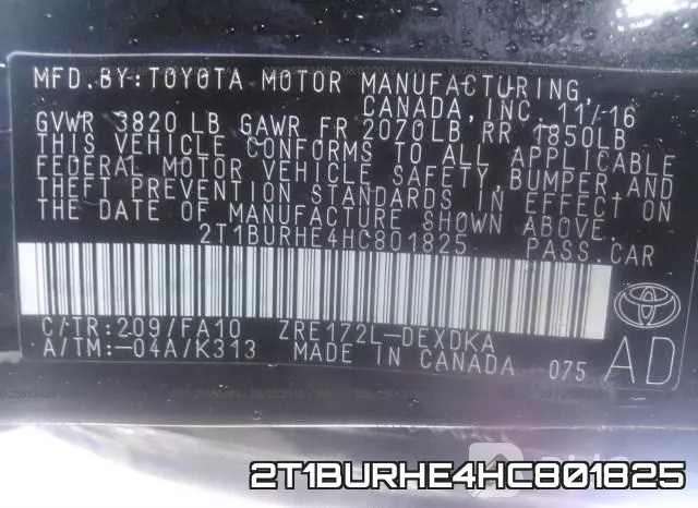 2T1BURHE4HC801825 фото 10