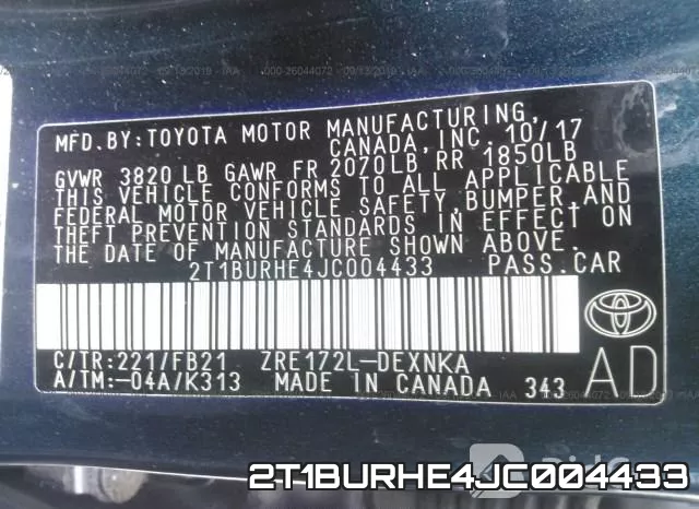 2T1BURHE4JC004433 фото 10