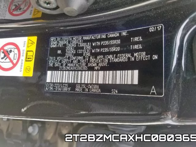 2T2BZMCAXHC080365 фото 2