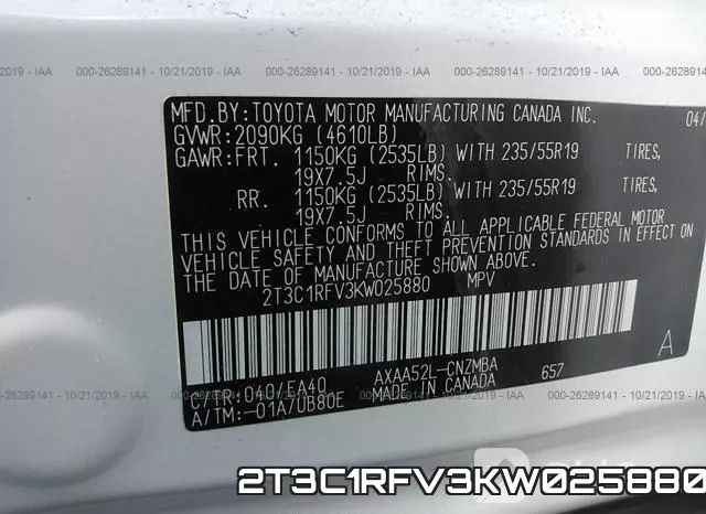2T3C1RFV3KW025880 фото 10