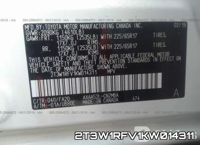 2T3W1RFV1KW014311 фото 10